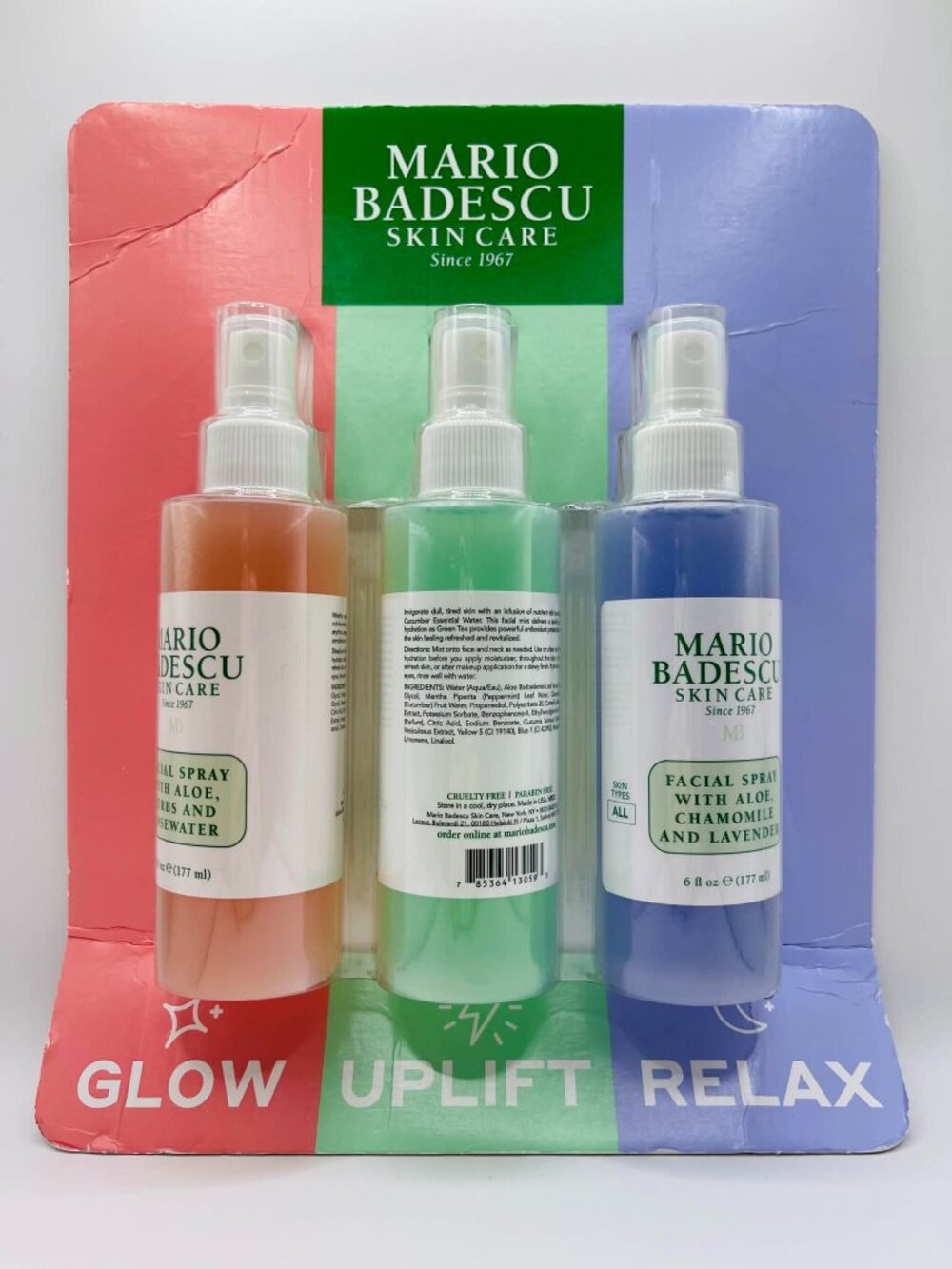Mario Badescu Facial Spray Set 3 x 6oz Hydrating Face Mist Trio - New & Sealed